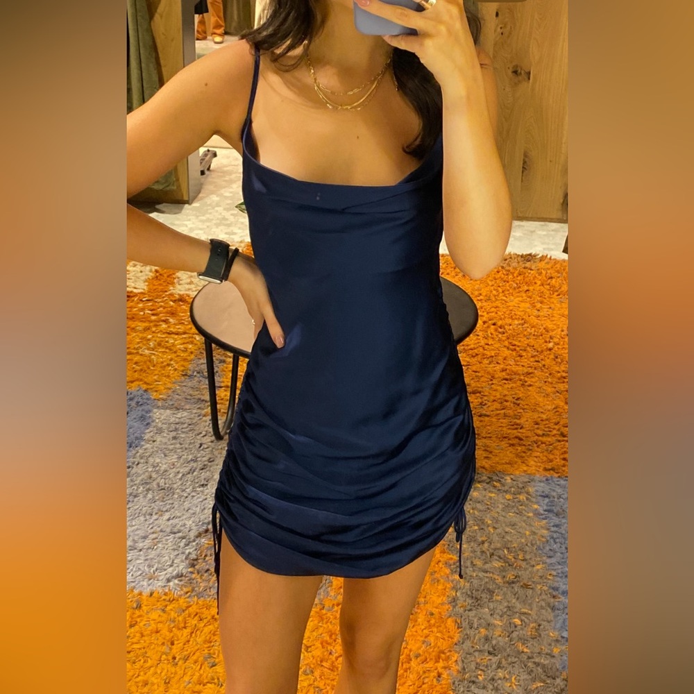 Aritzia Cowl Neck Draped Satin Slip Dress